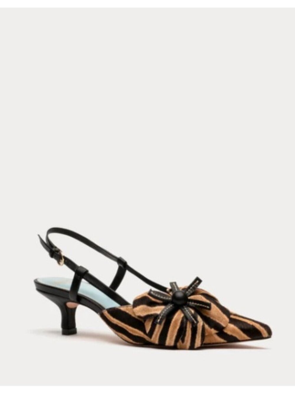 Frances Valentine Brown Zebra Haircalf Slingback Kitten Heels, Size 10, NWOB!